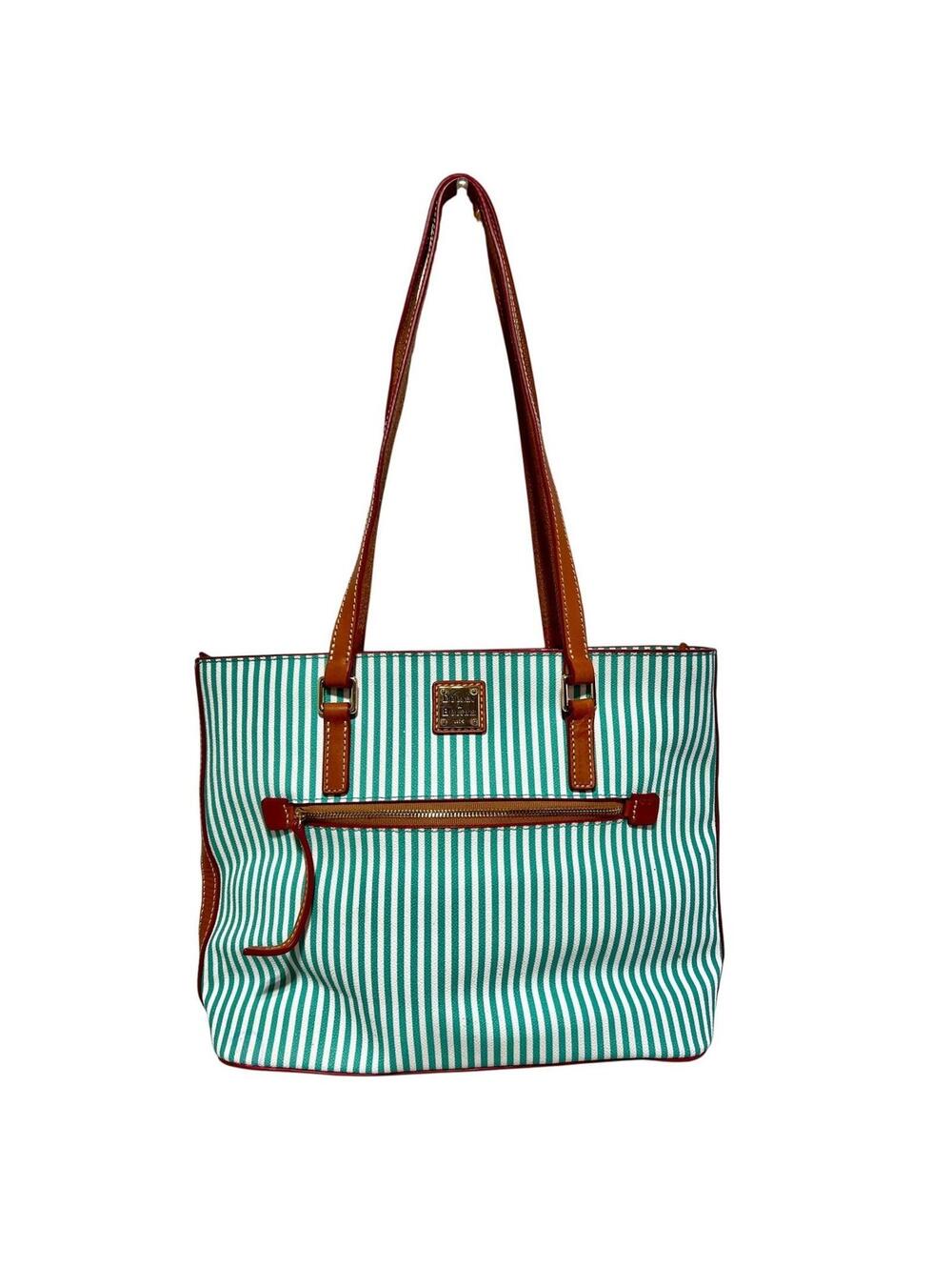 Dooney & Bourke Sena Shopper Sea Foam Shoulder Bag Tote Stripe 12x9.5x3.5